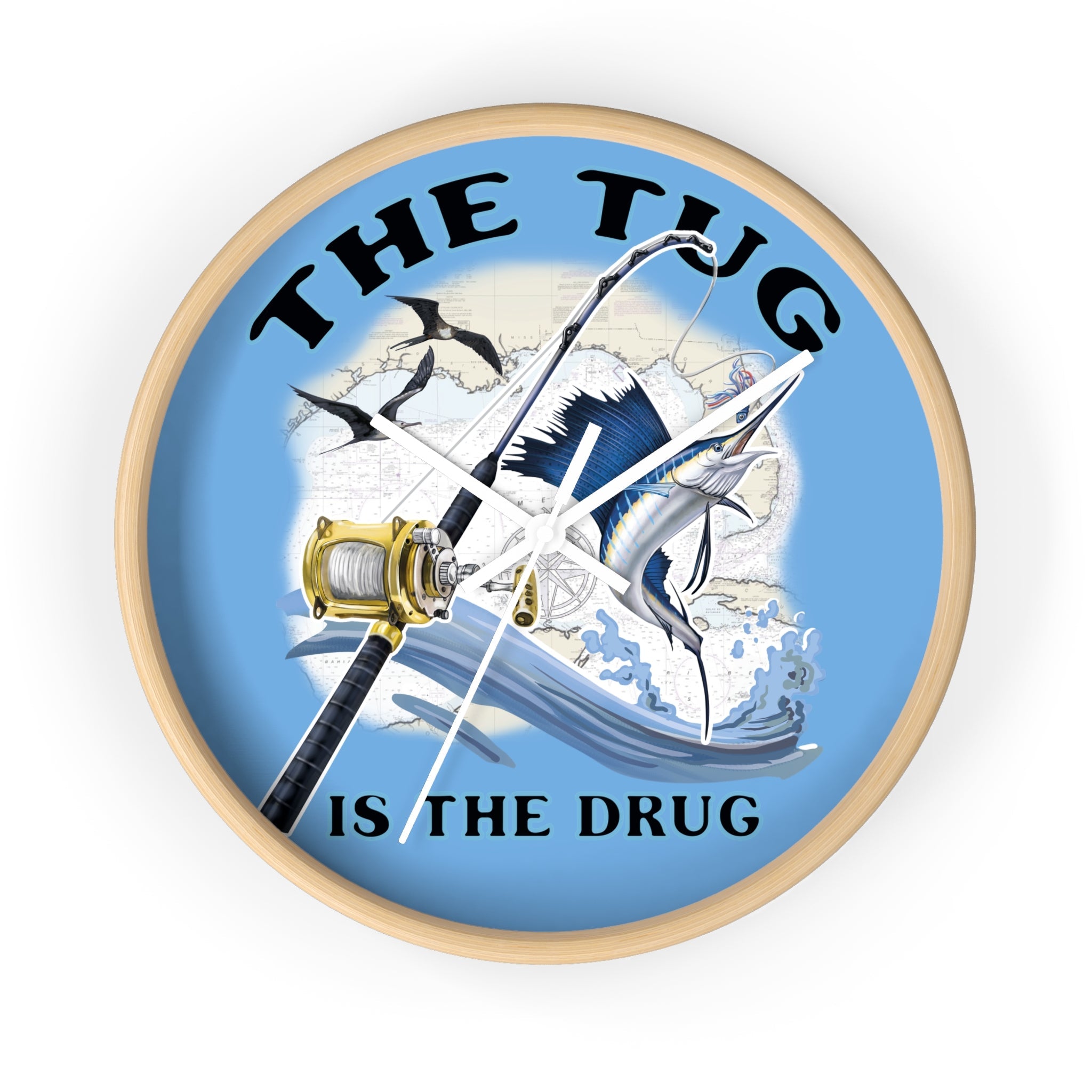 The Tug Is The Drug™ Nautical Wall Clock - Perfect Gift for Anglers - Get Tight Gear