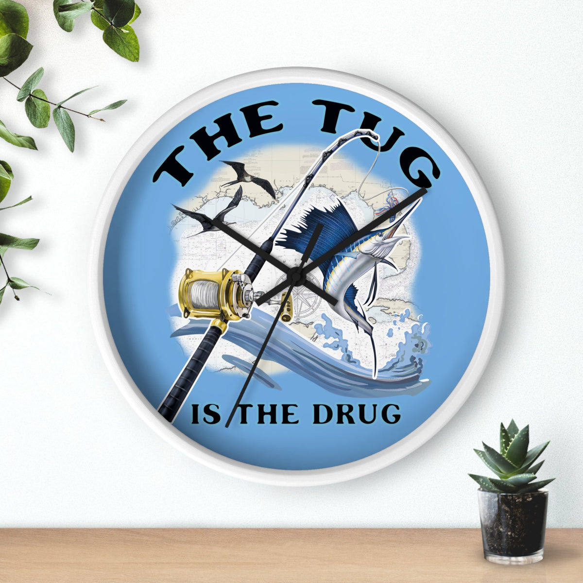The Tug Is The Drug™ Nautical Wall Clock - Perfect Gift for Anglers - Get Tight Gear