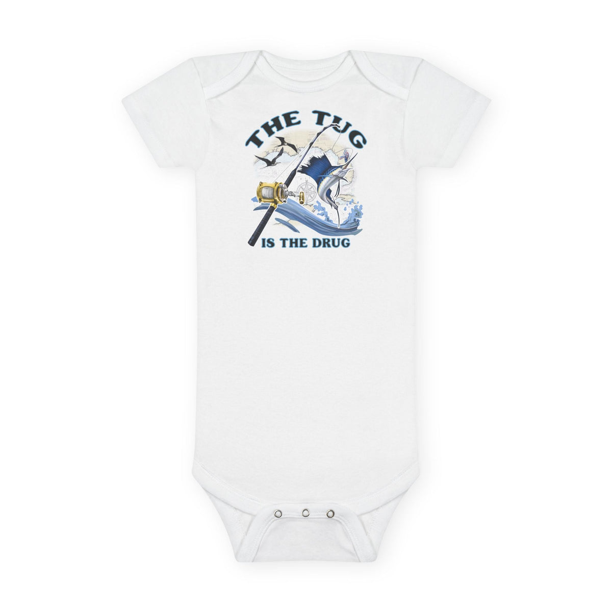 The Tug Is The Drug™ Organic Baby Bodysuit | Fun Baby Gift, Toddler Apparel, Seafood Lover Onesie, Baby Shower Present, Cute Infant Clothing - Get Tight Gear