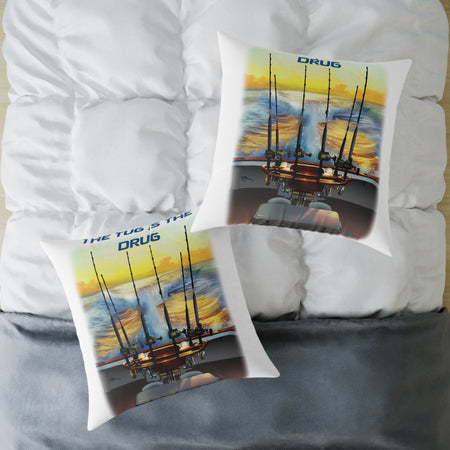 The Tug Is The Drug Square Poly Canvas Pillow - Get Tight Gear