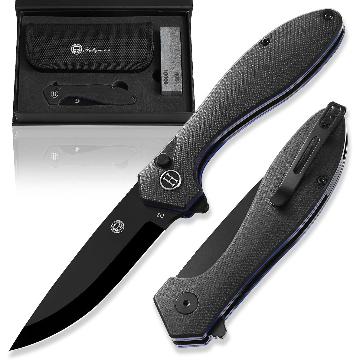 The Vector Folding Pocket Knife Giftset for Men and Women (Black) - Get Tight Gear
