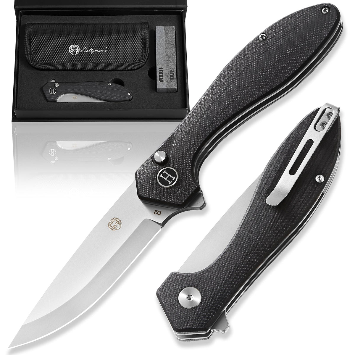 The Vector Folding Pocket Knife Giftset for Men and Women (Black and Silver) - Get Tight Gear