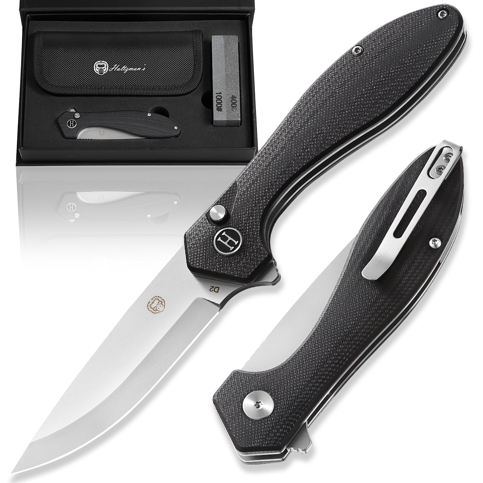 The Vector Folding Pocket Knife Giftset for Men and Women (Black and Silver) - Get Tight Gear