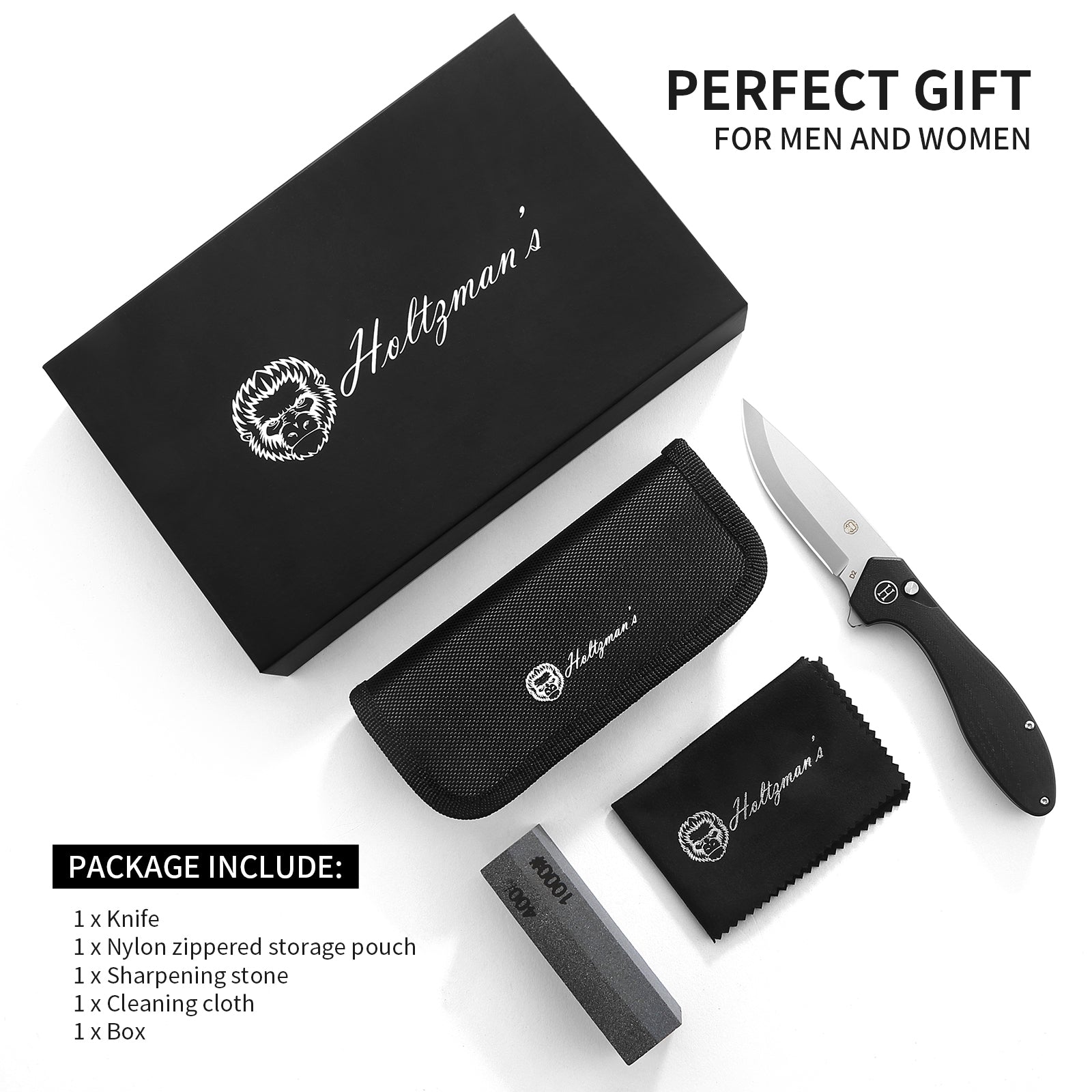 The Vector Folding Pocket Knife Giftset for Men and Women (Black and Silver) - Get Tight Gear