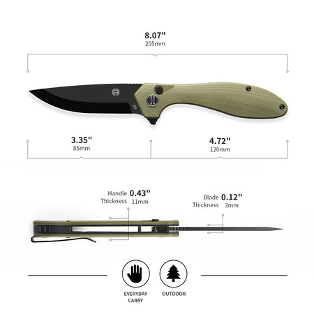 The Vector Folding Pocket Knife Giftset for Men and Women (Green and Black) - Get Tight Gear