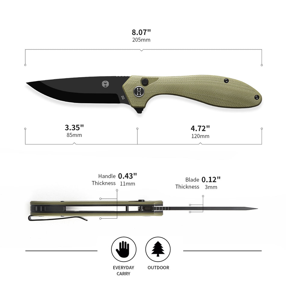 The Vector Folding Pocket Knife Giftset for Men and Women (Green and Black) - Get Tight Gear