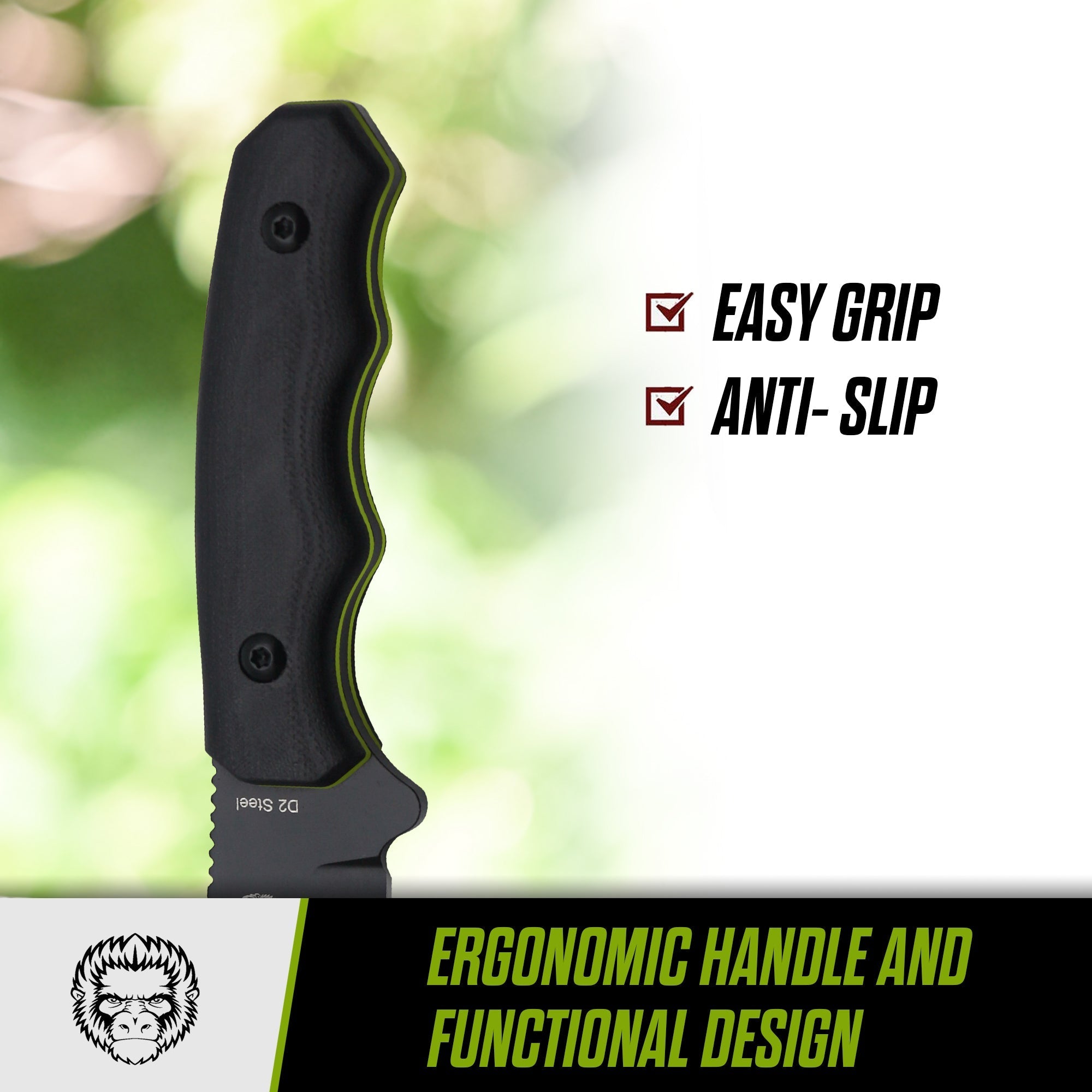 The Wakizashi Survival Neck Knife Giftset for Outdoors (Black Blade + Green Liner) - Get Tight Gear