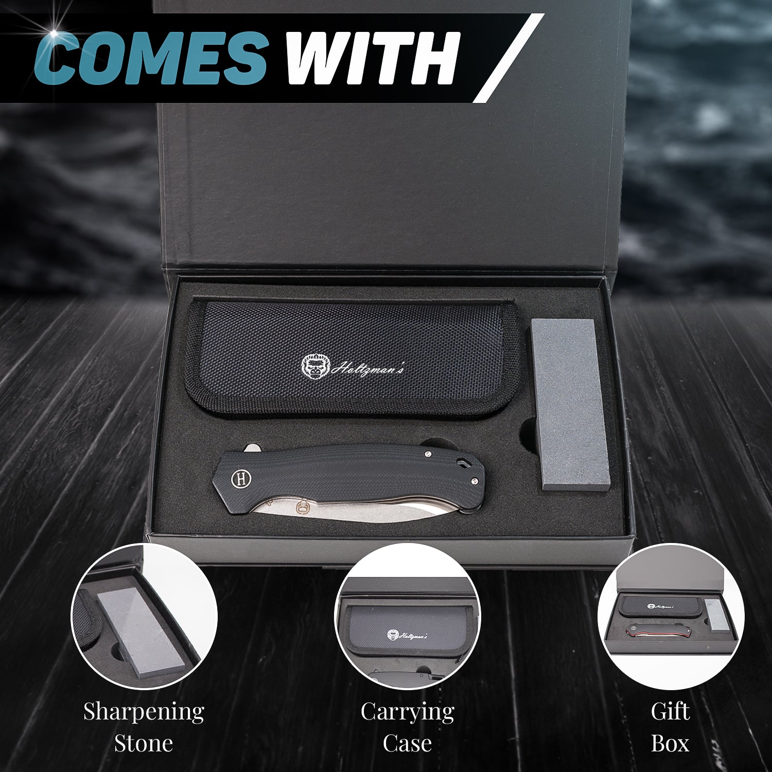 The Wild Trail Folding Pocket Knife Giftset for Men and Women (Silver and Black) - Get Tight Gear