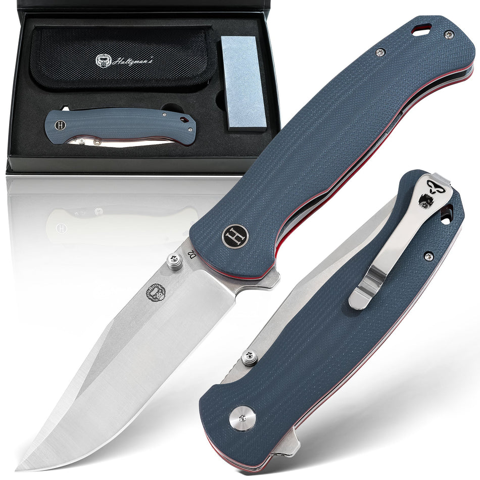 The Wrangler Folding Pocket Knife Giftset for Men and Women (Silver and Red) - Get Tight Gear