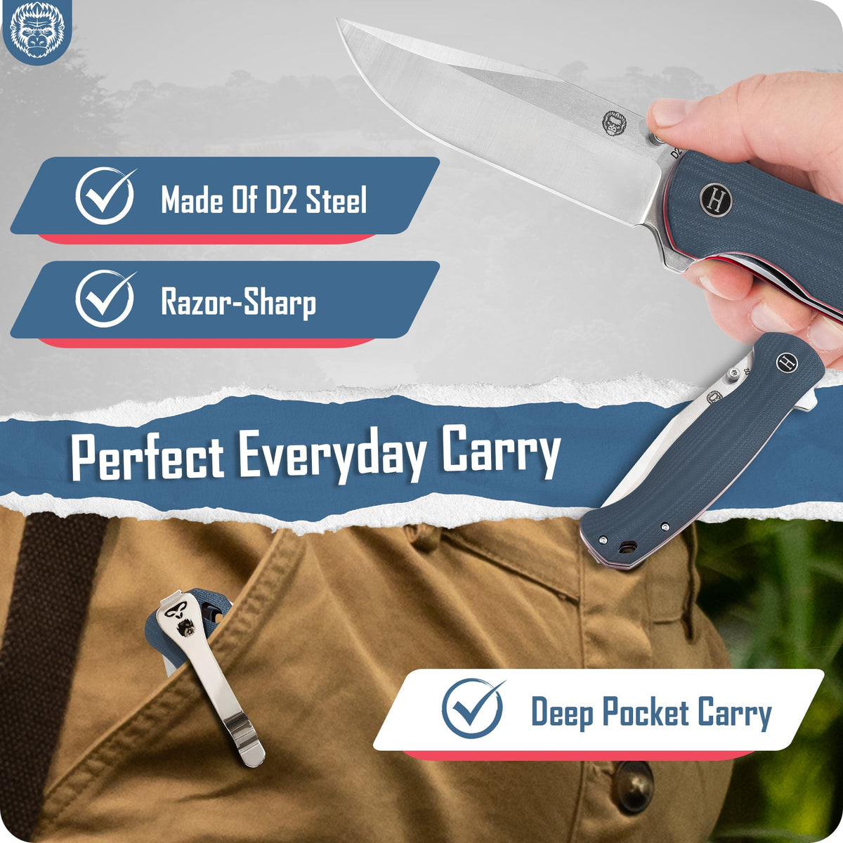 The Wrangler Folding Pocket Knife Giftset for Men and Women (Silver and Red) - Get Tight Gear