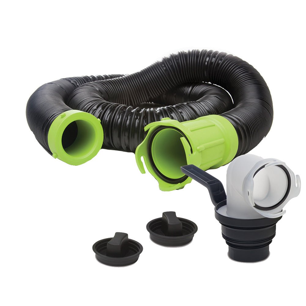 Thetford Titan Premium 15' Sewer Hose Kit w/Universal Bayonet Connection & 5 - in - 1 Sewer Adapter w/Handle - Get Tight Gear