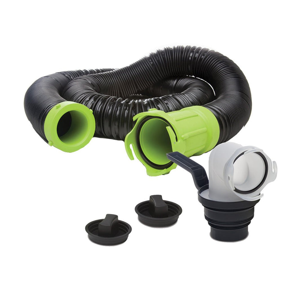 Thetford Titan Premium 15' Sewer Hose Kit w/Universal Bayonet Connection & 5 - in - 1 Sewer Adapter w/Handle - Get Tight Gear