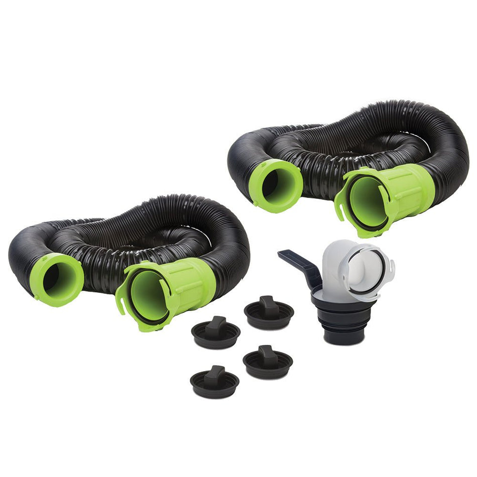 Thetford Titan Premium 20' Sewer Hose Kit w/Universal Bayonet Connection & 5 - in - 1 Sewer Adapter w/Handle - Get Tight Gear