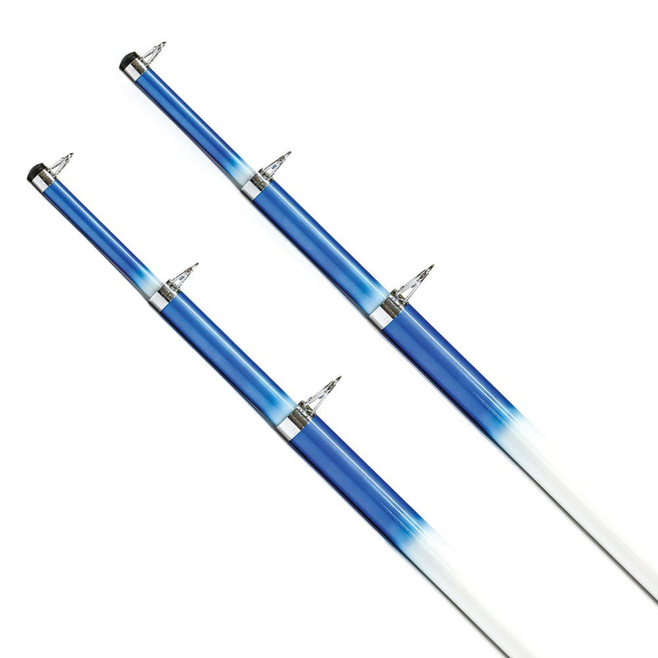 Tigress 15' Telescoping Fiberglass Outrigger Poles - 1 - 1/8" O.D. - White/Blue - Pair - Get Tight Gear