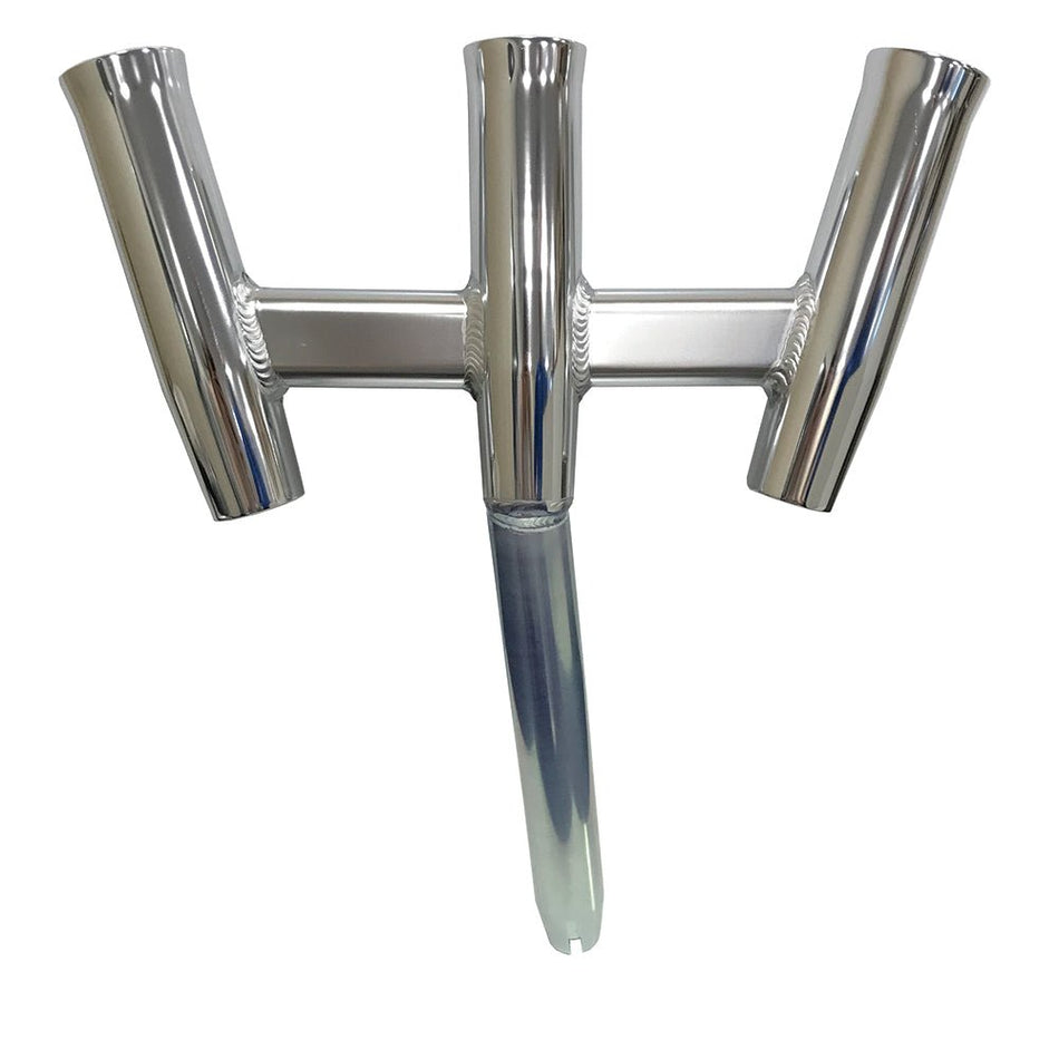Tigress GS Trident Rod Holder - Bent Butt - Polished Aluminum - Get Tight Gear