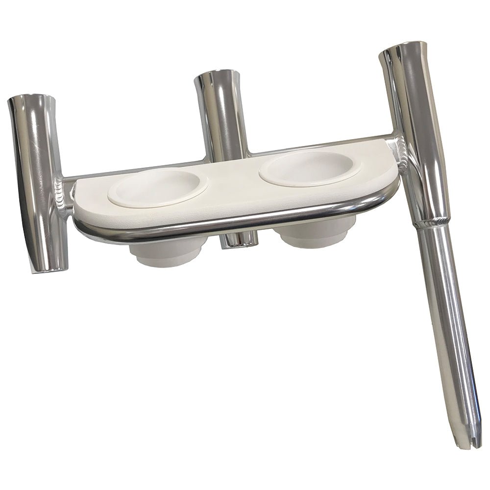 Tigress Offset Triple Rod Holder w/Cup Holders - Port Side - Polished Aluminum - Get Tight Gear