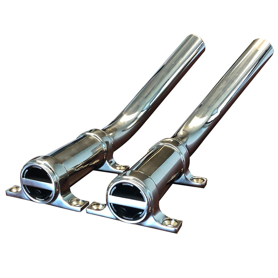 Tigress Side Mount Outrigger Holders - Fabricated 304 S.S. - 1 - 1/8" I.D. - Pair - Get Tight Gear