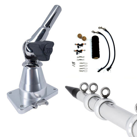 Tigress XD Bay Series Top Mount System - 15' - Aluminum Silver Outriggers Deluxe Rigging Kit - Get Tight Gear