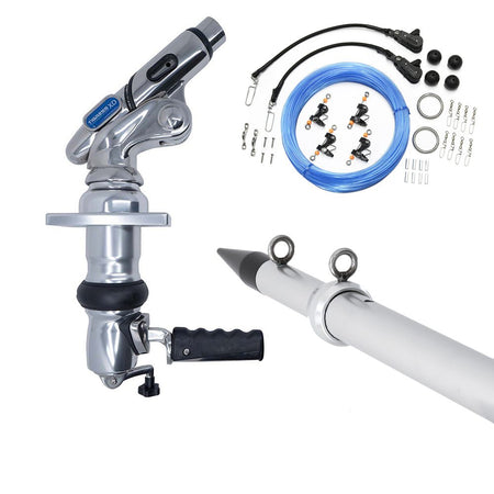 Tigress XD Crank Top Mount System - 18' - Silver Outriggers Pro Series Double Rigging Kit - Get Tight Gear