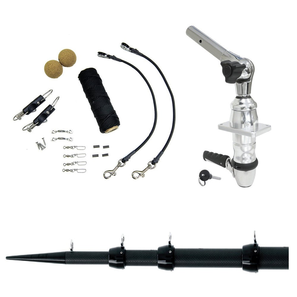 Tigress XD Top Mount System - 15' - Black Outriggers Elite Rigging Kit - Get Tight Gear