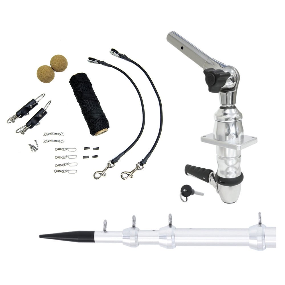 Tigress XD Top Mount System - 15' - Silver Outriggers Elite Rigging Kit - Get Tight Gear