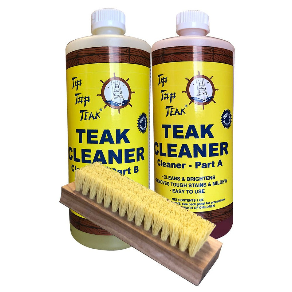 Tip Top Teak Cleaner Kit Part A & Part B w/Brush - Get Tight Gear