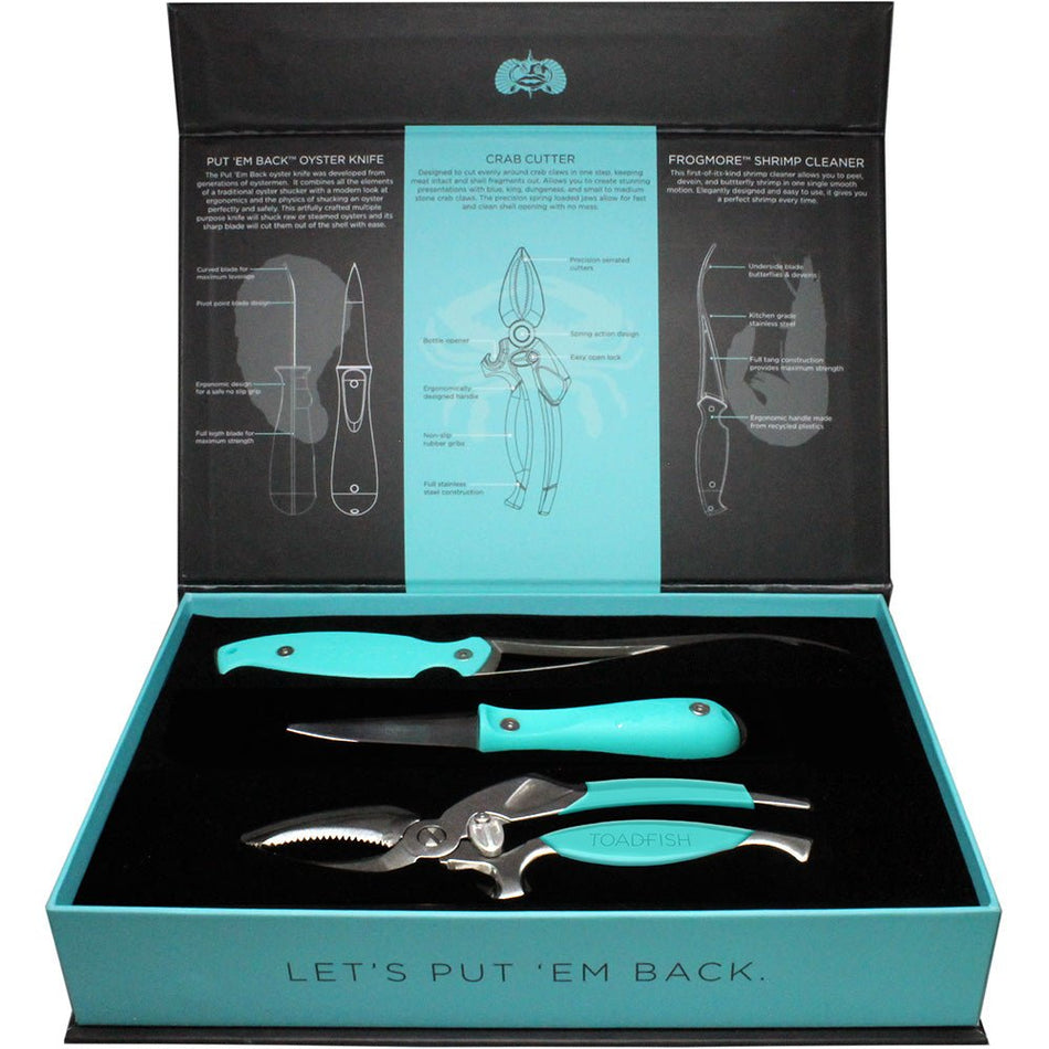 Toadfish Coastal Kitchen Collection - Oyster Knife, Shrimp Cleaner & Crab Cutter - Get Tight Gear