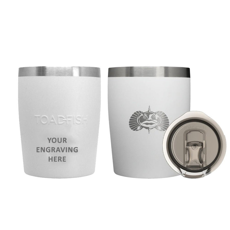 Toadfish Custom Engraved Non - Tipping 10oz Rocks Tumbler - White (MINIMUM ORDER QUANTITY OF 25) - Get Tight Gear
