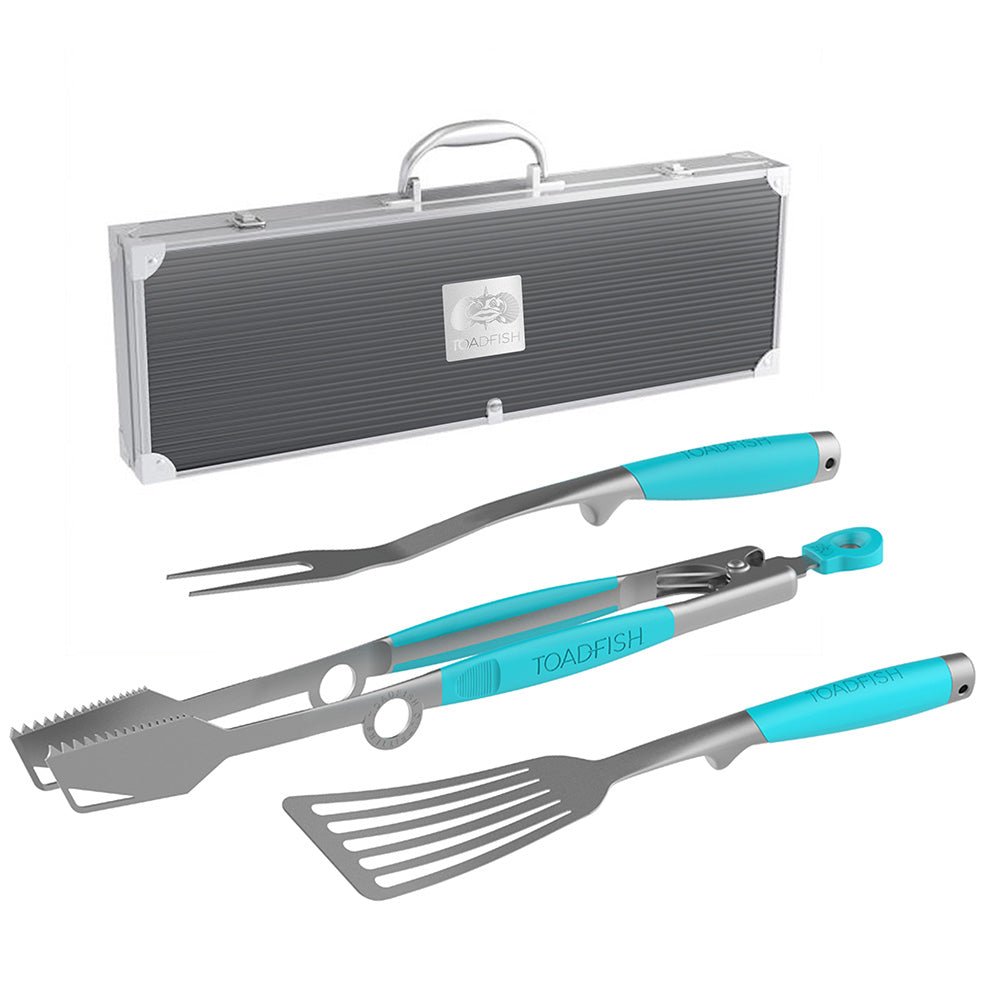 Toadfish Ultimate Grill Set + Case - Tongs, Spatula & Fork - Get Tight Gear