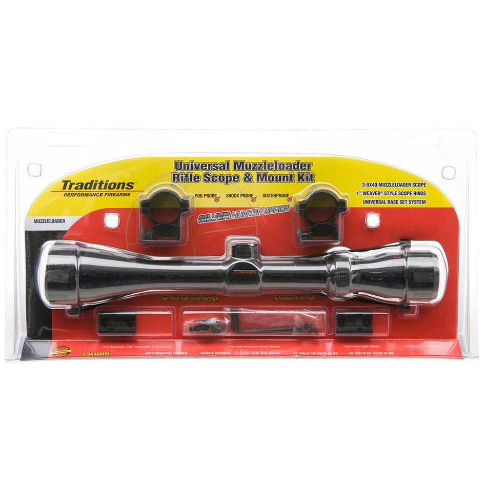 Traditions Muzzleloader Scope w/Rings and Base Black 3 - 9x40 - Get Tight Gear