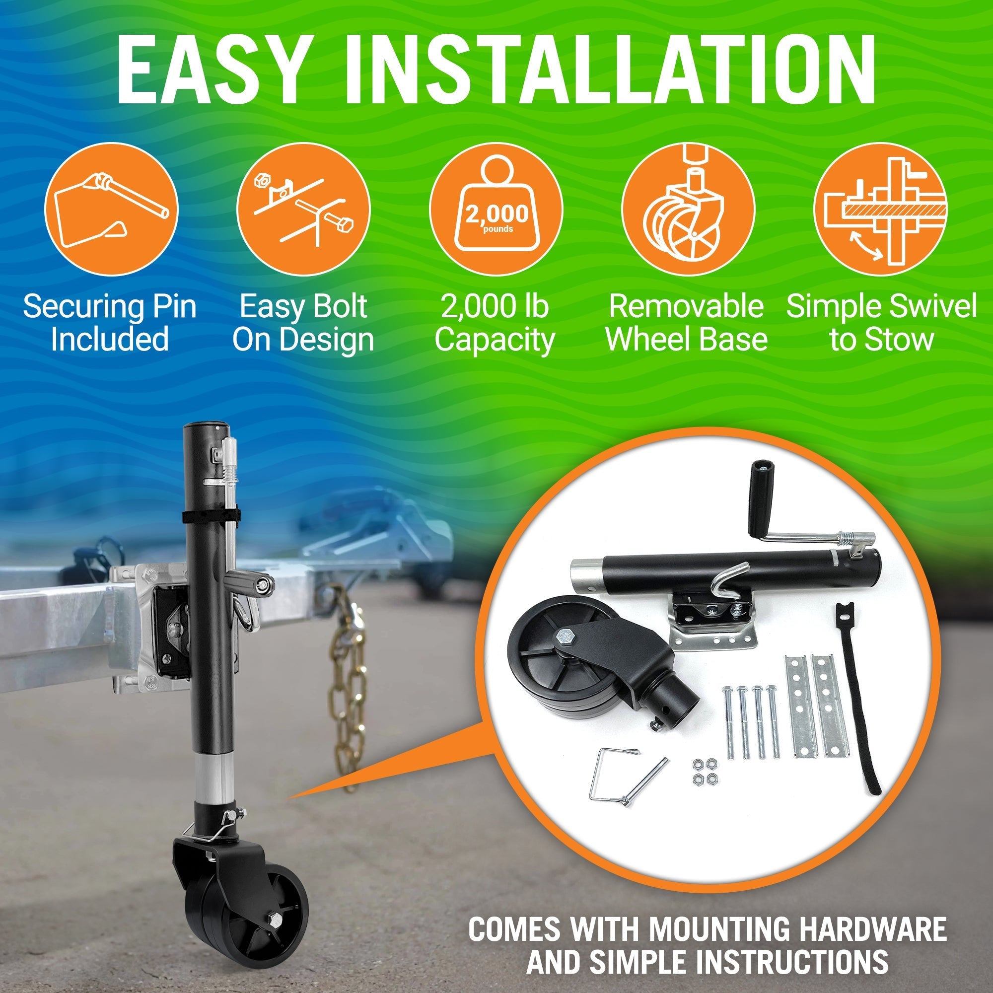 Trailer Jack and Wheel - Get Tight Gear