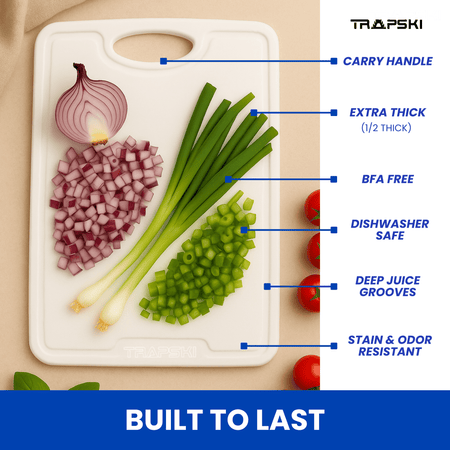 TRAPSKI Premium 1/2 Inch Thick HDPE Cutting Boards | Food - Grade Kitchen Prep Surface | Juice Grooves | Made in the USA - Get Tight Gear