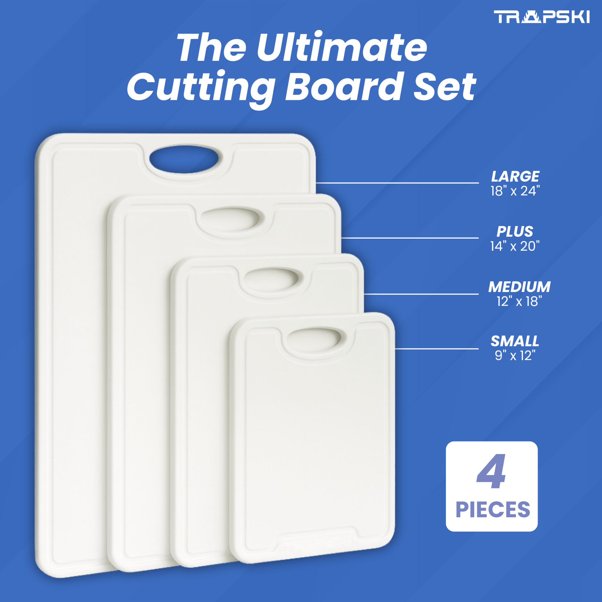 TRAPSKI Premium 1/2 Inch Thick HDPE Cutting Boards | Food - Grade Kitchen Prep Surface | Juice Grooves | Made in the USA - Get Tight Gear