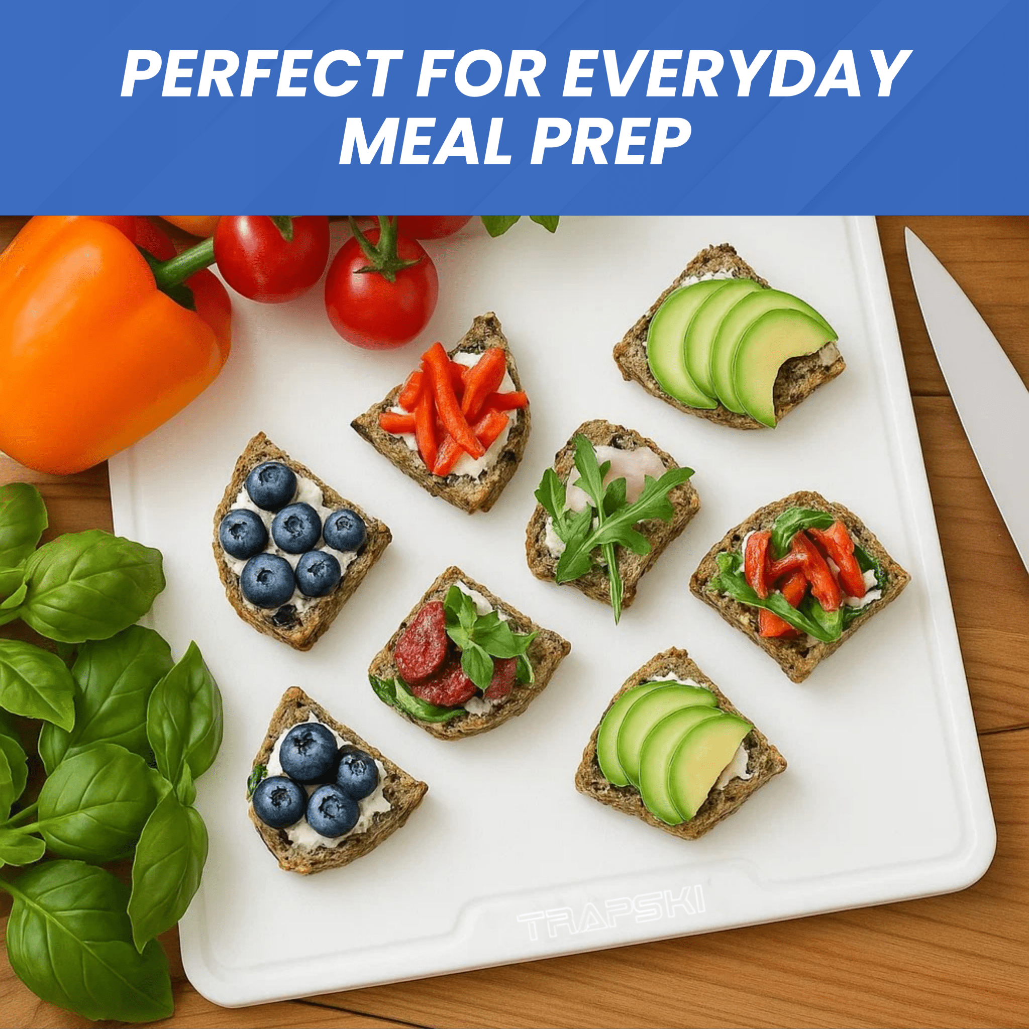 TRAPSKI Premium 1/2 Inch Thick HDPE Cutting Boards | Food - Grade Kitchen Prep Surface | Juice Grooves | Made in the USA - Get Tight Gear