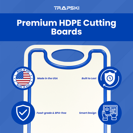 TRAPSKI Premium 1/2 Inch Thick HDPE Cutting Boards | Food - Grade Kitchen Prep Surface | Juice Grooves | Made in the USA - Get Tight Gear