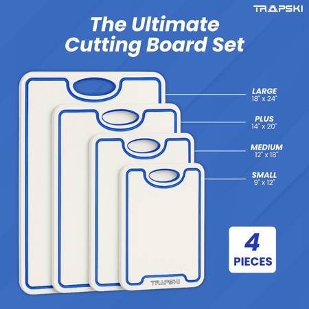 TRAPSKI Premium 1/2 Inch Thick HDPE Cutting Boards | Food - Grade Kitchen Prep Surface | Juice Grooves | Made in the USA - Get Tight Gear