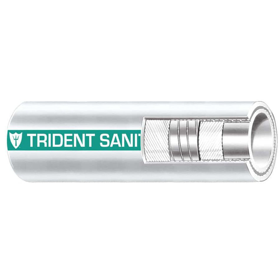 Trident Marine 1 - 1/2" x 50' Coil Premium Marine Sanitation Hose - White w/Green Stripe - Get Tight Gear