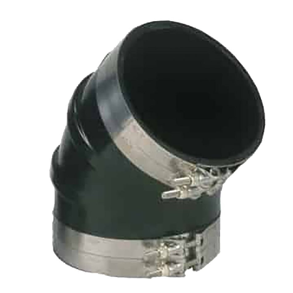 Trident Marine 4" ID 45 - Degree EPDM Black Rubber Molded Wet Exhaust Elbow w/4 T - Bolt Clamps - Get Tight Gear