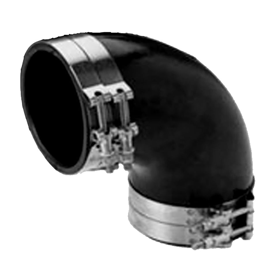 Trident Marine 4" ID 90 - Degree EPDM Black Rubber Molded Wet Exhaust Elbow w/4 T - Bolt Clamps - Get Tight Gear