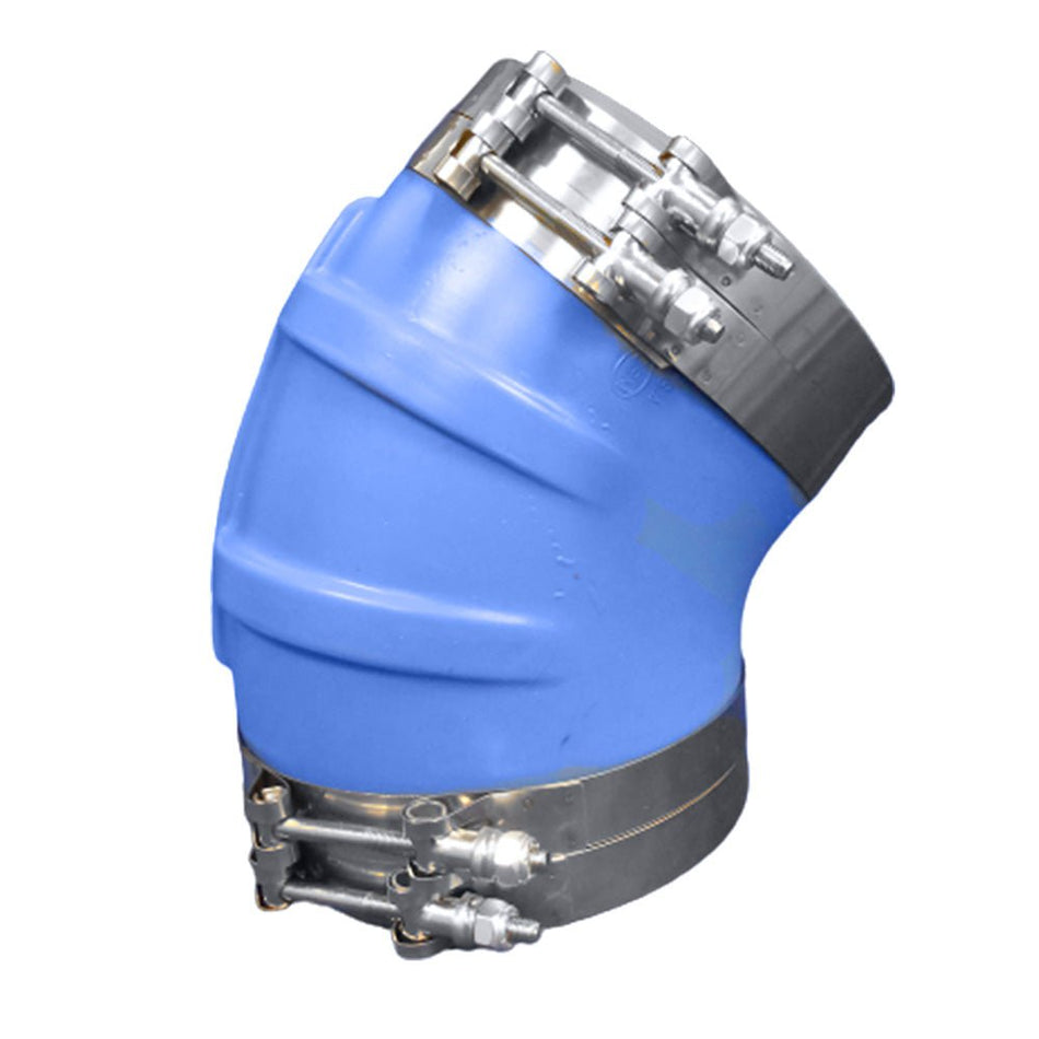 Trident Marine 6" ID 45 - Degree Blue Silicone Molded Wet Exhaust Elbow w/4 T - Bolt Clamps - Get Tight Gear
