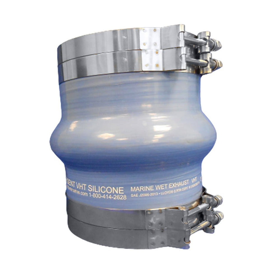Trident Marine Blue Silicone Wet Exhaust Hump w/4 T - Bolt Clamps - 8" ID x 8" Length - Get Tight Gear