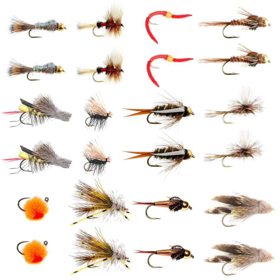 Trout Flies Assortment - 24 Flies for Trout Fly Fishing with Fly Box - Essential Dry and Wet Fly Selection - Get Tight Gear