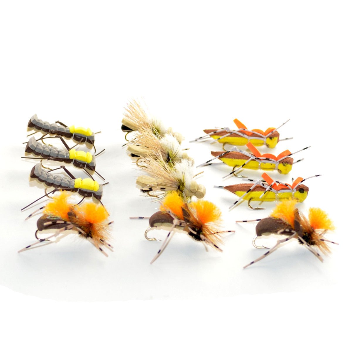 Trout Fly Assortment - Dropper Hopper Foam Body 12 Flies 4 Patterns Trout Fishing Fly Collection - Get Tight Gear