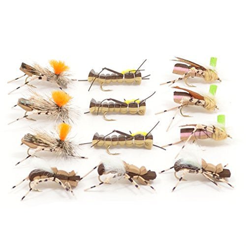 Trout Fly Assortment - Foam Body High Visibility Grasshopper Dry Fly Collection - Get Tight Gear
