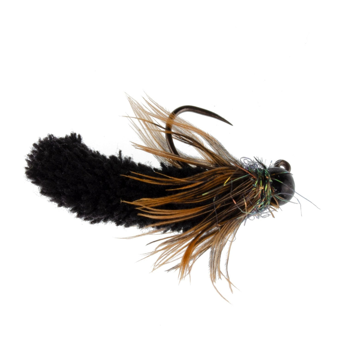 Tungsten Bead Black Mop Fly Tactical Jig Czech Euro Nymph Barbless Fly 6 Flies - Size 14 - Get Tight Gear