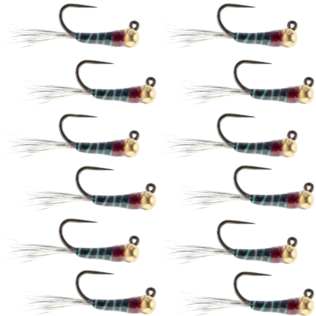 Tungsten Bead Black Perdigon Tactical Jig Czech Euro Nymph Spanish Nymphing Fly - 1 Dozen Flies Size 14 - Get Tight Gear