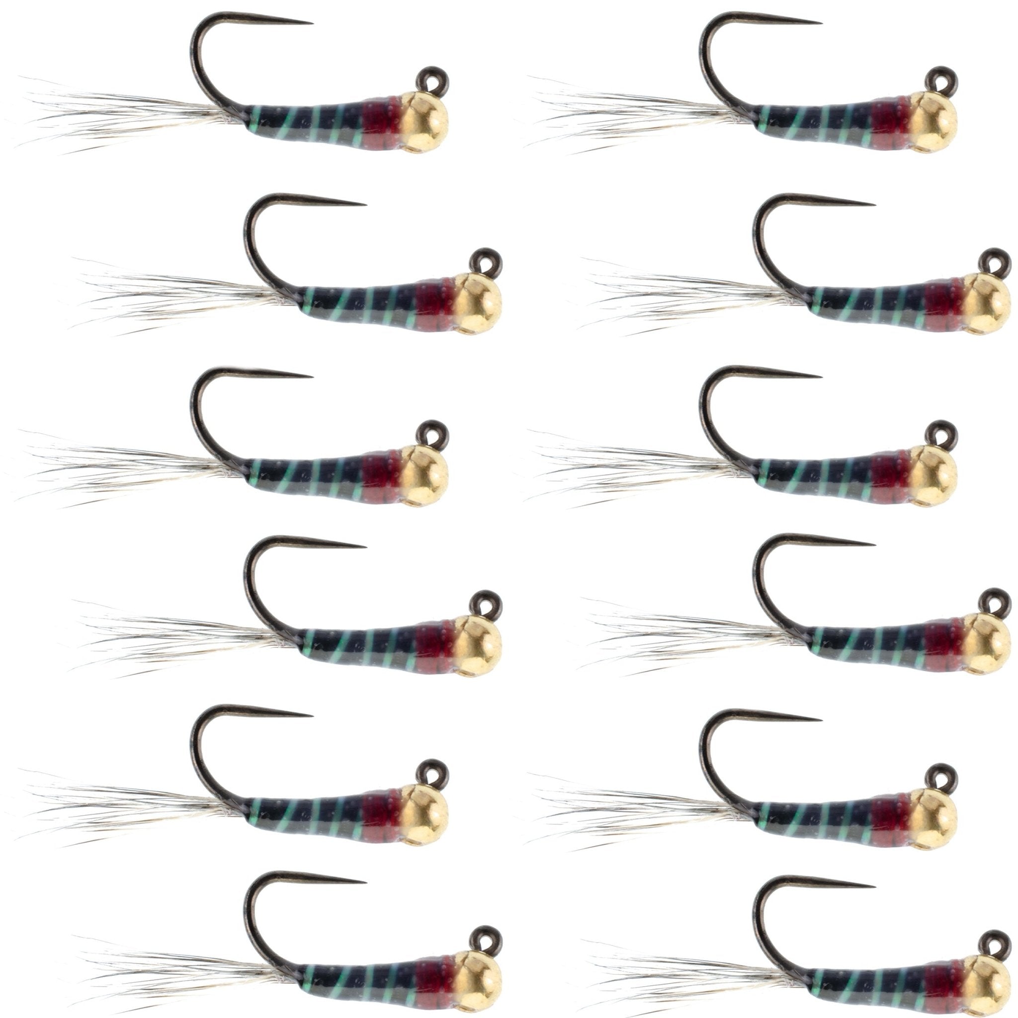 Tungsten Bead Black Perdigon Tactical Jig Czech Euro Nymph Spanish Nymphing Fly - 1 Dozen Flies Size 14 - Get Tight Gear