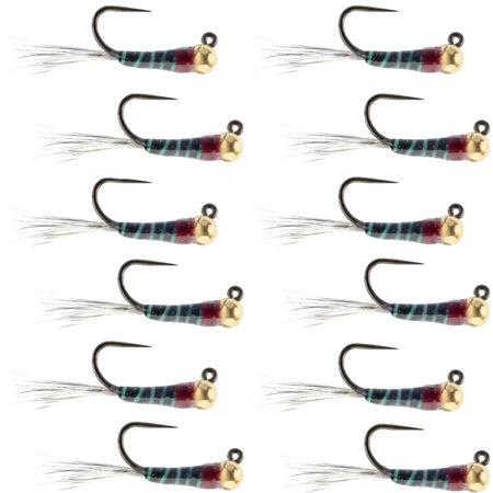 Tungsten Bead Black Perdigon Tactical Jig Czech Euro Nymph Spanish Nymphing Fly - 1 Dozen Flies Size 14 - Get Tight Gear