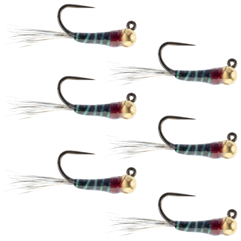 Tungsten Bead Black Perdigon Tactical Jig Czech Euro Nymph Spanish Nymphing Fly - 6 Flies Size 14 - Get Tight Gear