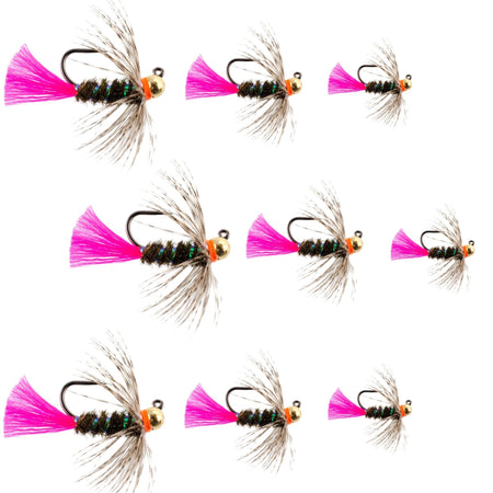 Tungsten Bead Blow Torch Jig Assortment Tactical Nymph Euro Fly - 9 Flies Sizes 10, 12, 14 - Get Tight Gear